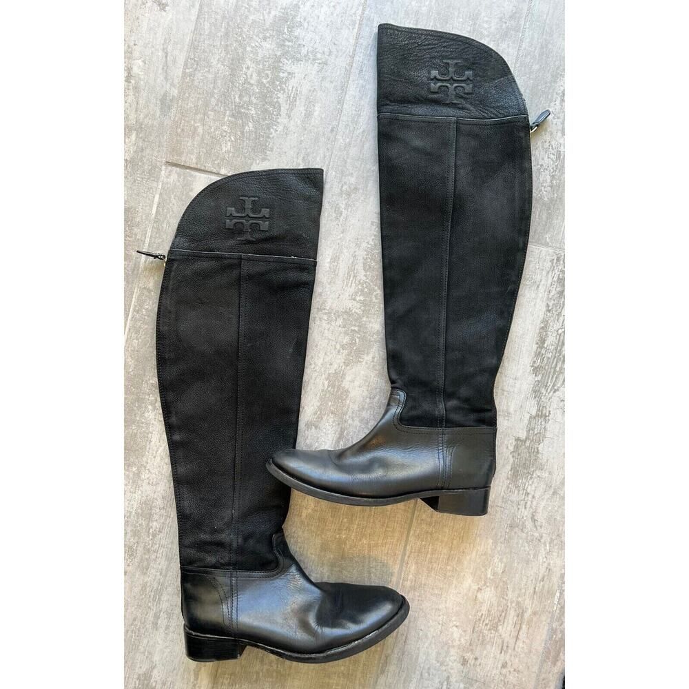 $525 TORY BURCH Black Simone Over The Knee Riding Equestrian Boots Leather 8 M